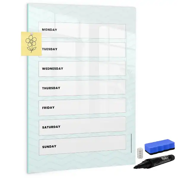 Quadro magnético de apagar a seco planner semanal