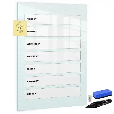 Quadro magnético de apagar a seco planner semanal