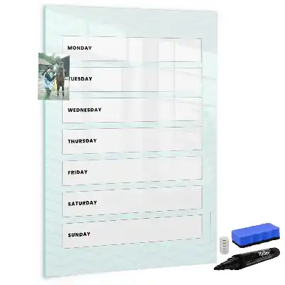 Quadro magnético de apagar a seco planner semanal