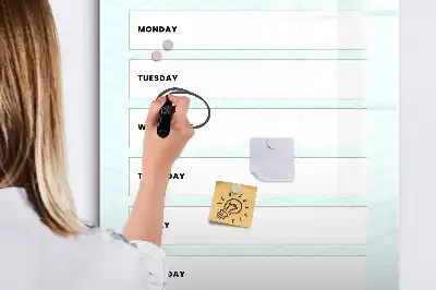 Quadro magnético de apagar a seco planner semanal