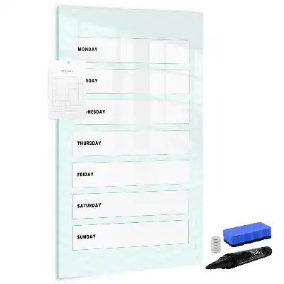 Quadro magnético de apagar a seco planner semanal