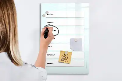 Quadro magnético de apagar a seco planner semanal