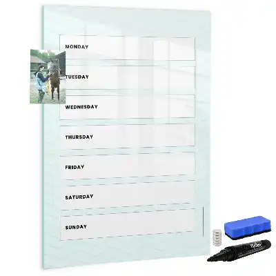 Quadro magnético de apagar a seco planner semanal