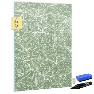Quadro magnético de apagar a seco com estampa de folhas grandes