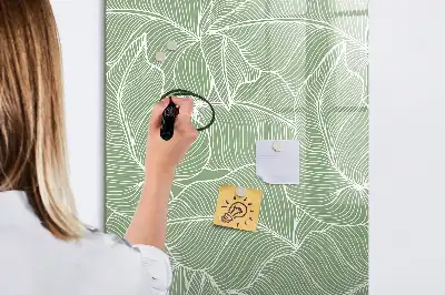 Quadro magnético de apagar a seco com estampa de folhas grandes