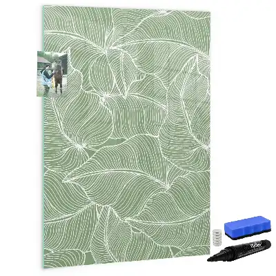 Quadro magnético de apagar a seco com estampa de folhas grandes