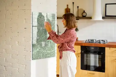 Quadro magnético de apagar a seco com estampa de folhas grandes