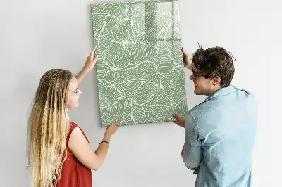 Quadro magnético de apagar a seco com estampa de folhas grandes