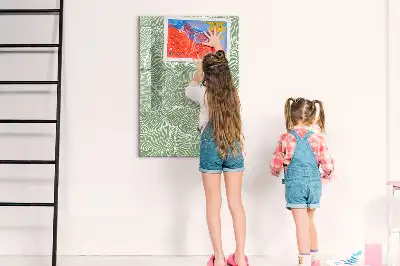 Quadro magnético de apagar a seco com estampa de folhas grandes
