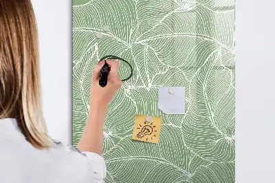 Quadro magnético de apagar a seco com estampa de folhas grandes