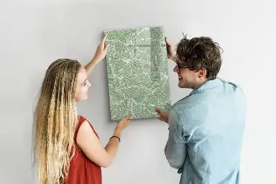 Quadro magnético de apagar a seco com estampa de folhas grandes