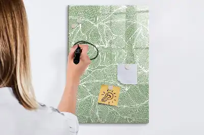 Quadro magnético de apagar a seco com estampa de folhas grandes