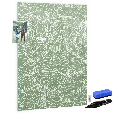 Quadro magnético de apagar a seco com estampa de folhas grandes