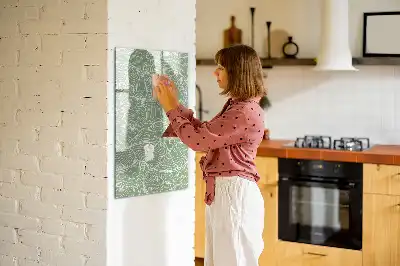Quadro magnético de apagar a seco com estampa de folhas grandes