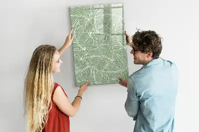 Quadro magnético de apagar a seco com estampa de folhas grandes