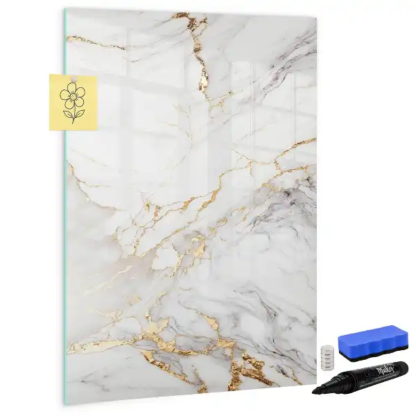 Quadro magnético de apagar a seco com acabamento decorativo em mármore