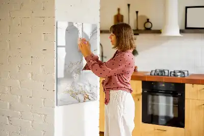 Quadro magnético de apagar a seco com acabamento decorativo em mármore