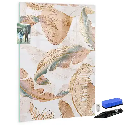 Quadro magnético de apagar a seco com estampa de penas de pássaro