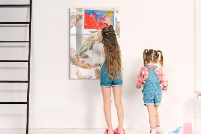 Quadro magnético de apagar a seco com estampa de penas de pássaro