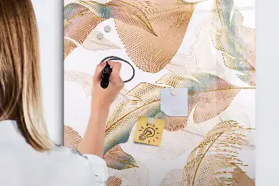 Quadro magnético de apagar a seco com estampa de penas de pássaro