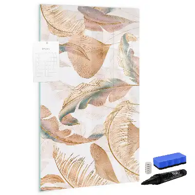 Quadro magnético de apagar a seco com estampa de penas de pássaro