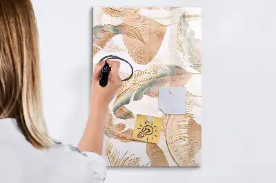 Quadro magnético de apagar a seco com estampa de penas de pássaro