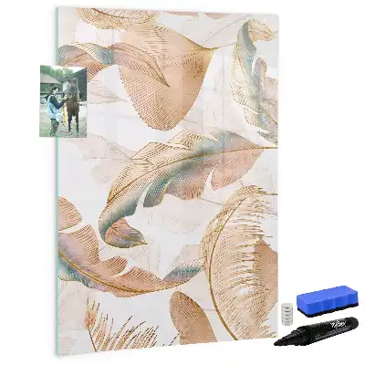 Quadro magnético de apagar a seco com estampa de penas de pássaro