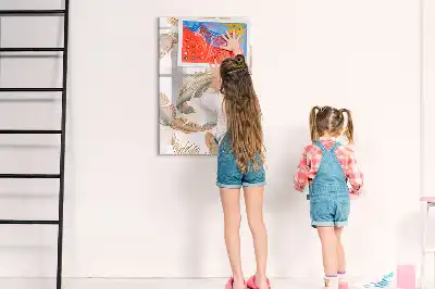 Quadro magnético de apagar a seco com estampa de penas de pássaro