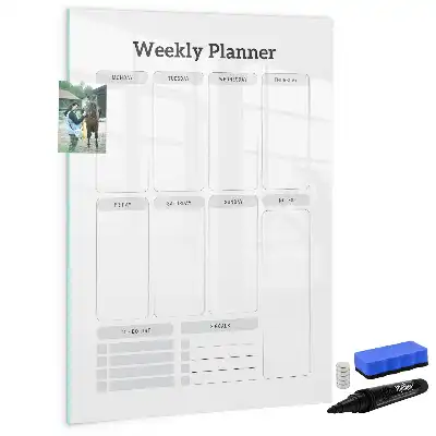Quadro magnético de apagar a seco planner semanal