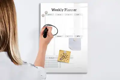 Quadro magnético de apagar a seco planner semanal