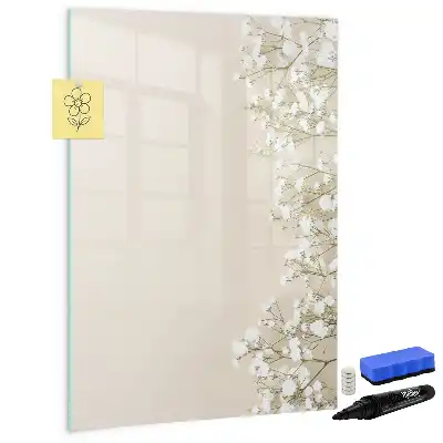Quadro magnético de apagar a seco estampa de flores sutis