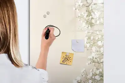Quadro magnético de apagar a seco estampa de flores sutis