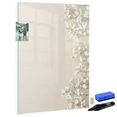 Quadro magnético de apagar a seco estampa de flores sutis