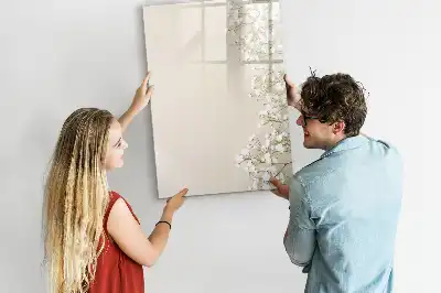 Quadro magnético de apagar a seco estampa de flores sutis