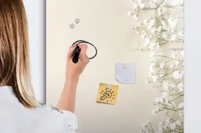 Quadro magnético de apagar a seco estampa de flores sutis