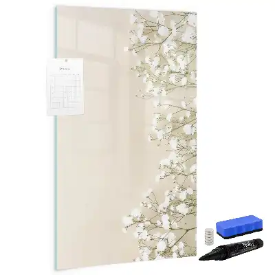 Quadro magnético de apagar a seco estampa de flores sutis
