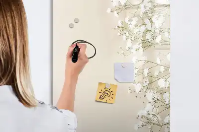 Quadro magnético de apagar a seco estampa de flores sutis