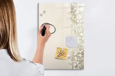 Quadro magnético de apagar a seco estampa de flores sutis