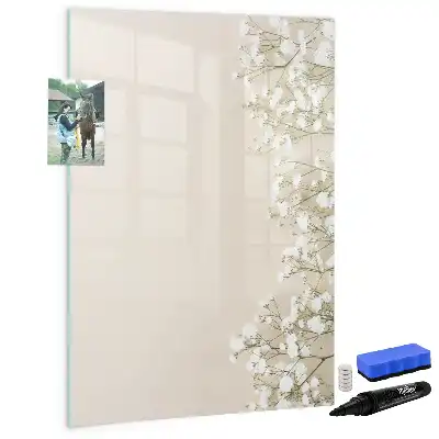 Quadro magnético de apagar a seco estampa de flores sutis