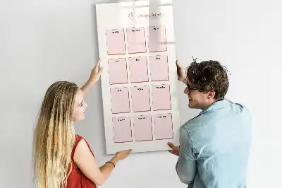 Calendário de aniversários com quadro magnético de apagar a seco com superfície magnética apagável