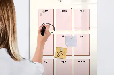 Calendário de aniversários com quadro magnético de apagar a seco com superfície magnética apagável
