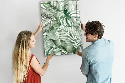 Quadro magnético de apagar a seco estampa de folhas em aquarela