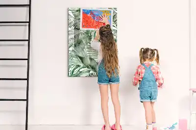 Quadro magnético de apagar a seco estampa de folhas em aquarela