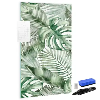 Quadro magnético de apagar a seco estampa de folhas em aquarela