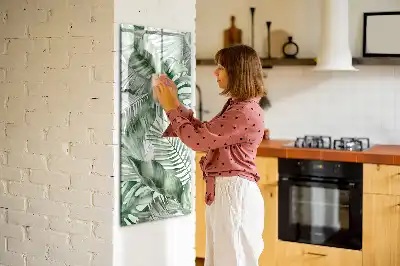Quadro magnético de apagar a seco estampa de folhas em aquarela