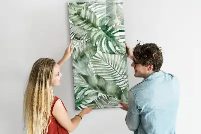 Quadro magnético de apagar a seco estampa de folhas em aquarela