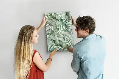 Quadro magnético de apagar a seco estampa de folhas em aquarela