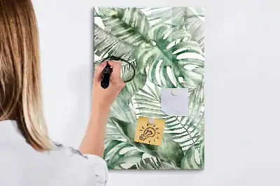 Quadro magnético de apagar a seco estampa de folhas em aquarela