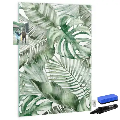 Quadro magnético de apagar a seco estampa de folhas em aquarela