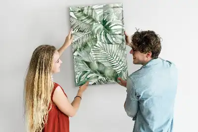 Quadro magnético de apagar a seco estampa de folhas em aquarela